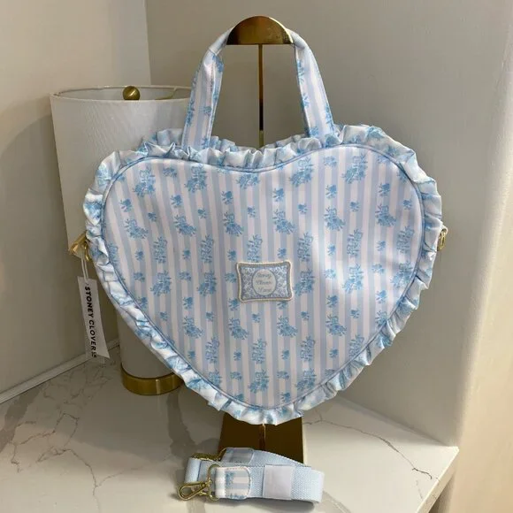 Stoney Clover Lane Heart High Tea Printed Ruffle Heart Tote Bag ruffle SCL - Picture 13 of 13